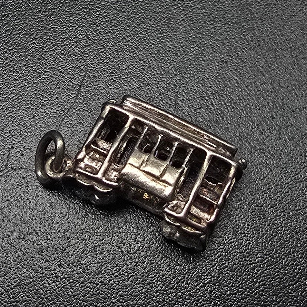 Sterling Silver Trolley Cable Car Charm 925 Vintage Jewelry
